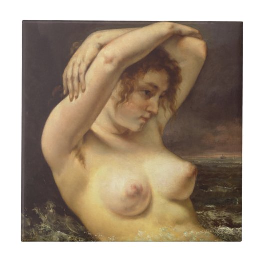 波の中の女性 タイル (正面)