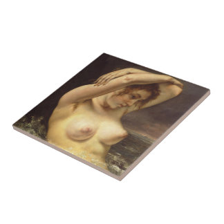 波の中の女性 タイル