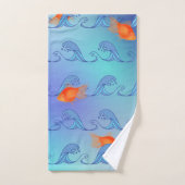 波の中の金魚 バスタオルセット (ハンドタオル)