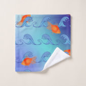 波の中の金魚 バスタオルセット (ウォッシュタオル)