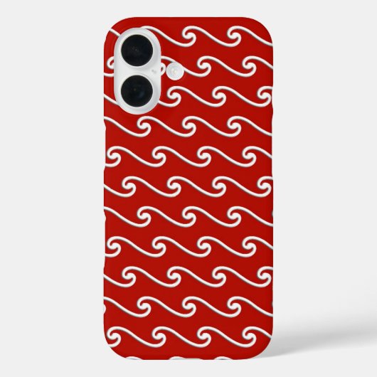 波の中国のパターン – 深い赤の白 Case-Mate iPhoneケース (裏面)