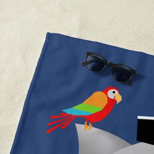 波の乗馬のサーフィンの鮫の海賊オウム ビーチタオル (インサイチュ)