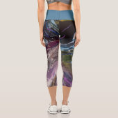 波の動き、青（紫） カプリレギンス (裏面)