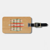 波の印はモノグラムのハワイアンのサーフボードをカスタマイズ ラゲッジタグ (正面横)