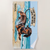 波の名前の追加、ダックスン走ド犬の名前 ビーチタオル (正面)