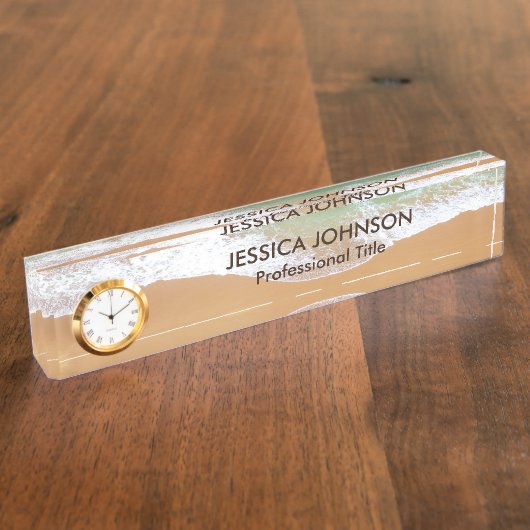 波の名前を持つビーチパーソナライズされた デスクネームプレート (側面)