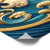 波の威厳のある自由を乗り越える鷲 ポスター (角)