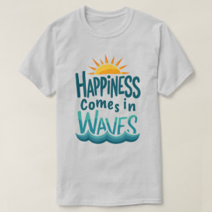 波の幸福シャツ - 日没の海の引用 Tシャツ