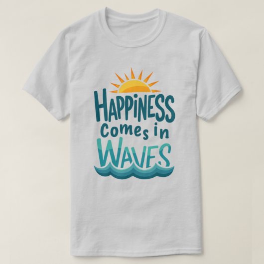 波の幸福シャツ - 日没の海の引用 Tシャツ (デザイン正面)