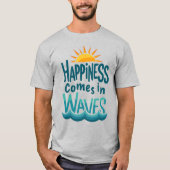波の幸福シャツ - 日没の海の引用 Tシャツ (正面)