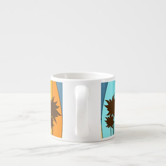 波の店のサーフィンの海のビーチのサーフボードのヤシの木 エスプレッソカップ (裏面)