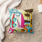 波の店のサーフィンの海のビーチのサーフボードのヤシの木 クッション (ブランケット)