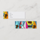 波の店のサーフィンの海のビーチのサーフボードのヤシの木 スキニー名刺 (正面/裏面)