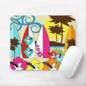 波の店のサーフィンの海のビーチのサーフボードのヤシの木 マウスパッド (マウス)