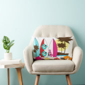 波の店のサーフィンの海のビーチのサーフボードのヤシの木 ランバークッション (椅子)