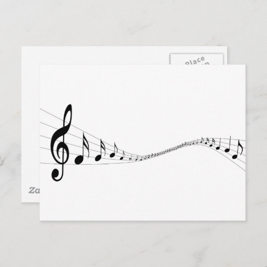 波の形をした棒の音符 ポストカード (正面/裏面)
