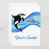 波の招待されましたのシャチ及びイルカ 招待状 (正面/裏面)