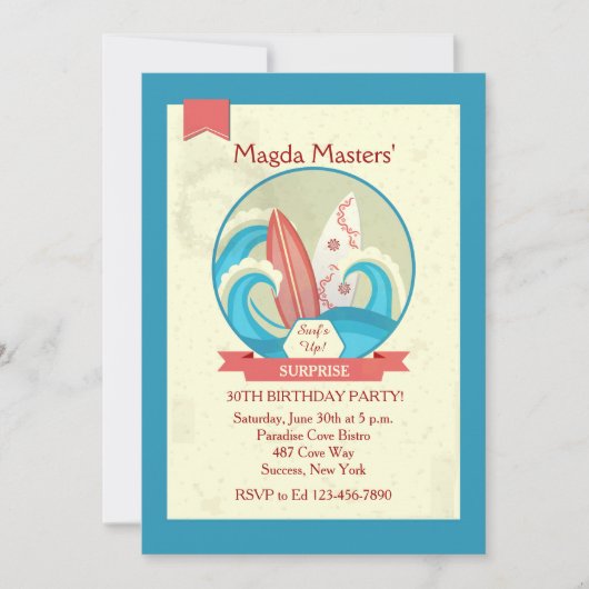 波の招待状のサーフボード 招待状 (正面)