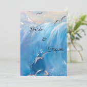 波の招待状をイメージした海の結婚式 招待状 (スタンド正面)