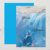 波の招待状をイメージした海の結婚式 招待状 (正面/裏面)