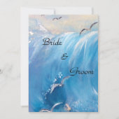 波の招待状をフィーチャーした海事ウェディング 招待状 (正面)