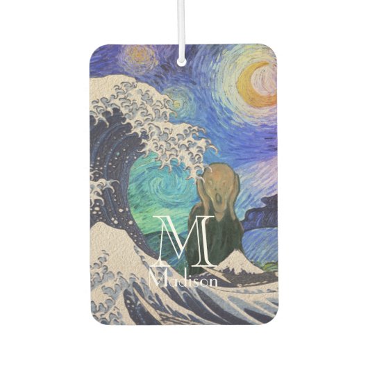 波の星空の夜素晴らしの悲鳴 カーエアーフレッシュナー (正面)