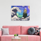 波の星空の夜素晴らしの悲鳴 キャンバスプリント (インサイチュ (リビング))