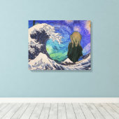 波の星空の夜素晴らしの悲鳴 キャンバスプリント (インサイチュ (ウッドフロア))