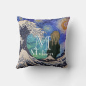 波の星空の夜素晴らしの悲鳴 クッション (裏面)