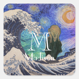 波の星空の夜素晴らしの悲鳴 スクエアシール