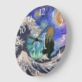 波の星空の夜素晴らしの悲鳴 ラージ壁時計 (傾斜)