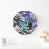 波の星空の夜素晴らしの悲鳴 ラージ壁時計 (ホーム)