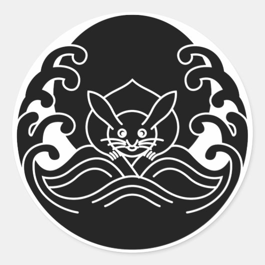 波の月うさぎ ラウンドシール (正面)