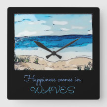 波の来幸せアクリルの壁時計