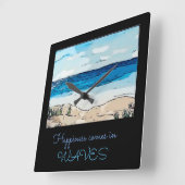 波の来幸せアクリルの壁時計 スクエア壁時計 (傾斜)