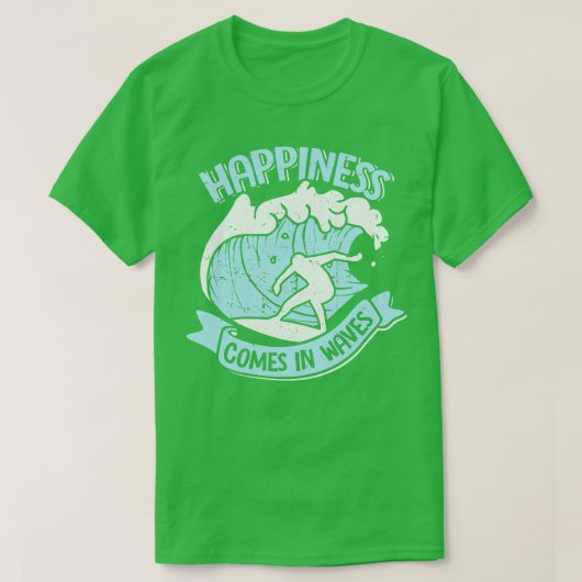 波の来幸せサーフィンサーファーのギフト Tシャツ (デザイン正面)