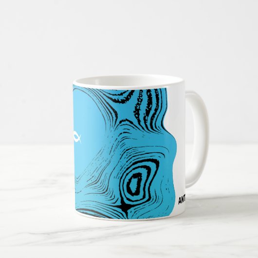 波の水のイエスの魚 コーヒーマグカップ (正面右)