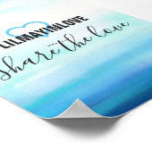 波の水色の青いハッシュタグカード ポスター (角)