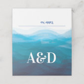 波の水色結婚のテーブル番号座席表 プレイスカード (外部開封)