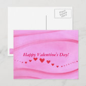 波の波の赤いハートピンクバレンタインはがき シーズンポストカード (正面/裏面)