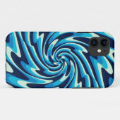 波の海のパターン（ミッドナイトブルー、ブルー、シアン） Case-Mate iPhoneケース (裏面(横))