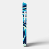 波の海のパターン(ミッドナイトブルー、ブルー、シアン) Case-Mate iPhoneケース (裏面 / 左)