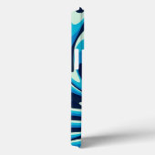 波の海のパターン(ミッドナイトブルー、ブルー、シアン) Case-Mate iPhoneケース (裏面 / 右)