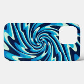 波の海のパターン(ミッドナイトブルー、ブルー、シアン) Case-Mate iPhoneケース (裏面 (横))
