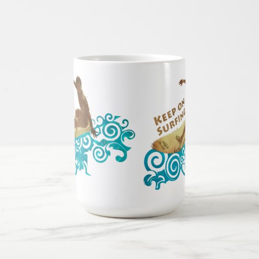 波の男のためのサーフィン、グランジおよび波で保って下さい コーヒーマグカップ (中央)