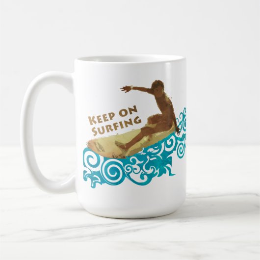 波の男のためのサーフィン、グランジおよび波で保って下さい コーヒーマグカップ (左)