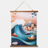 波の素晴らし再考：エレガンスモダン 吊り下げ型タペストリー (正面)