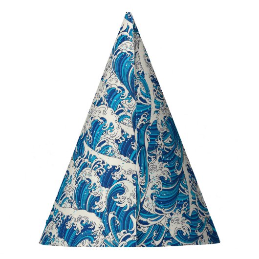 波の素晴らし模様航海の青い波 パーティーハット (裏面)