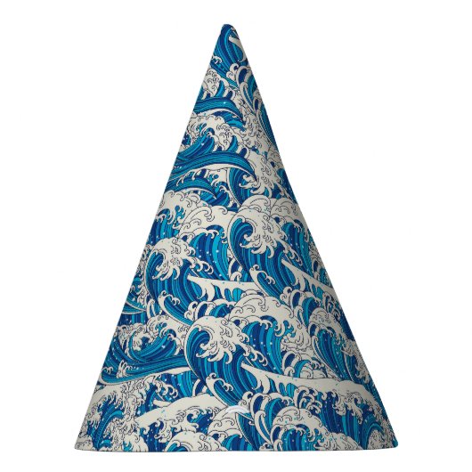 波の素晴らし模様航海の青い波 パーティーハット (右)