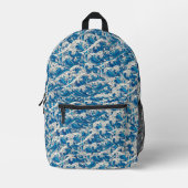 波の素晴らし模様航海の青い波 プリントバックパック (正面)